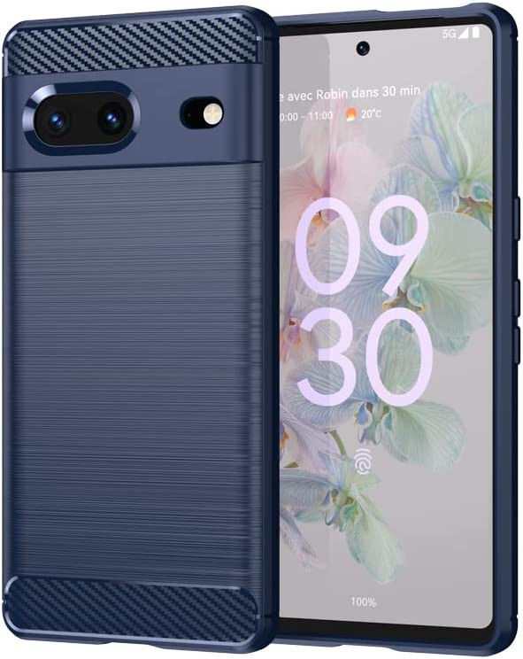 Google Pixel 7 Hoesje Geborsteld TPU Flexibele Back Cover Blauw afbeelding 2