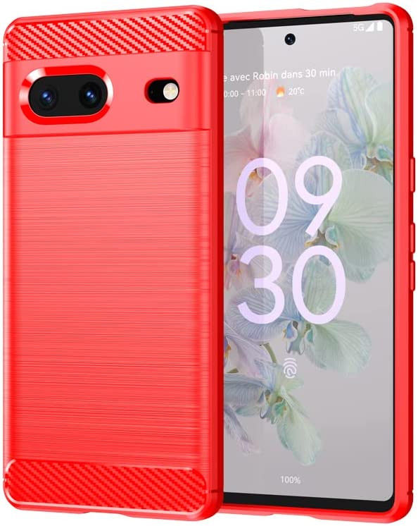 Google Pixel 7 Hoesje Geborsteld TPU Flexibele Back Cover Rood afbeelding 2