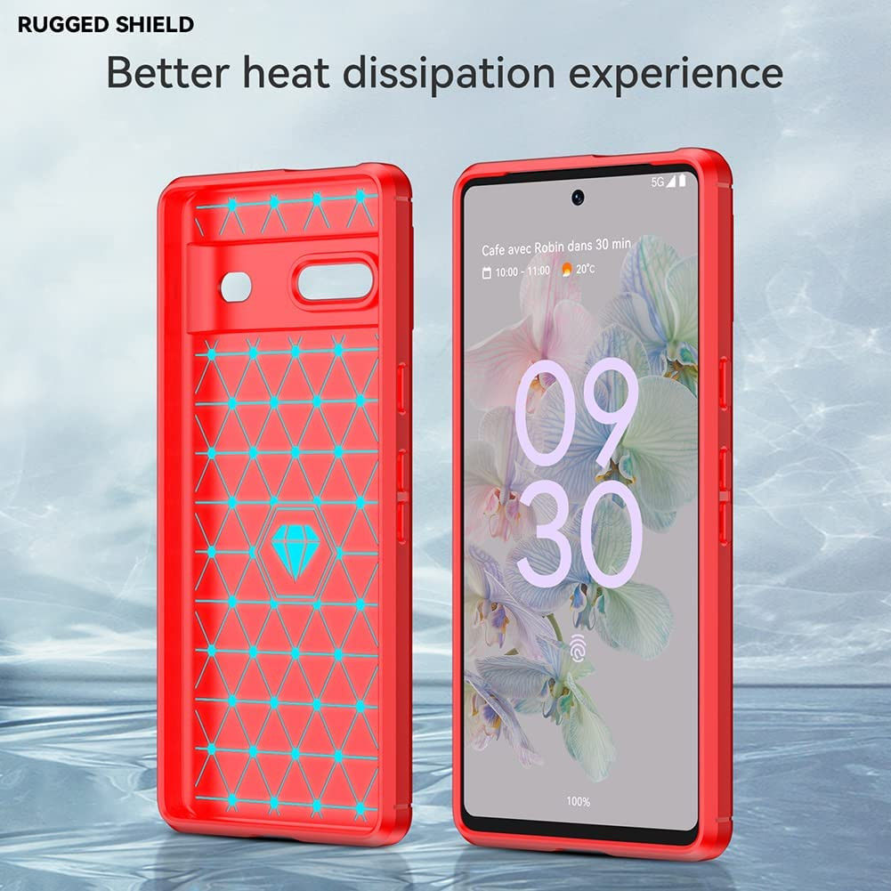 Google Pixel 7 Hoesje Geborsteld TPU Flexibele Back Cover Rood afbeelding 6