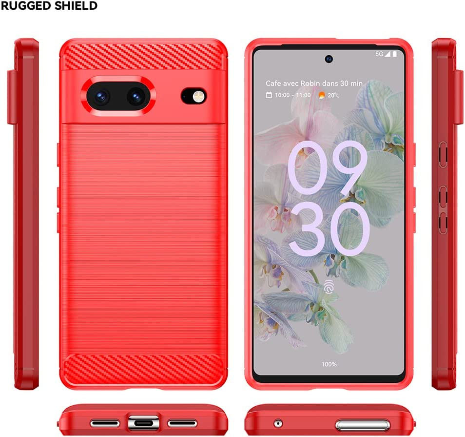 Google Pixel 7 Hoesje Geborsteld TPU Flexibele Back Cover Rood afbeelding 8