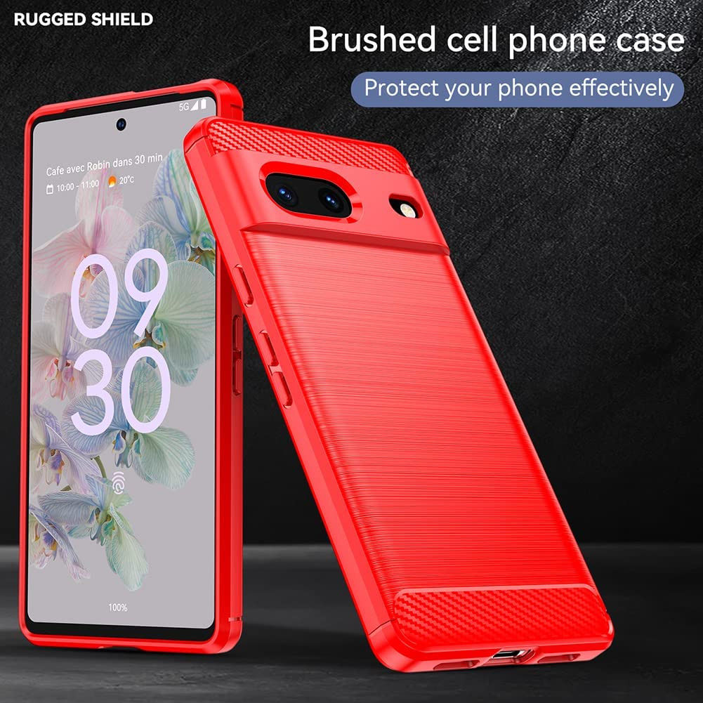 Google Pixel 7 Hoesje Geborsteld TPU Flexibele Back Cover Rood afbeelding 9