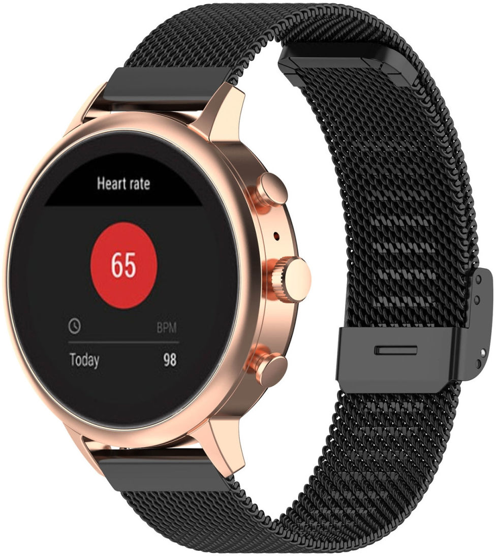 Universeel Milanees Smartwatch 18MM Bandje - Roestvrij Staal - Zwart afbeelding 1