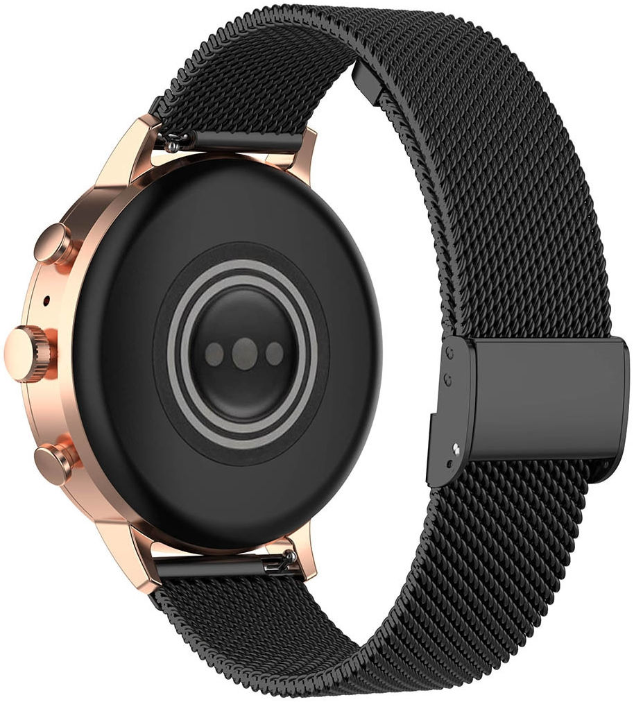 Universeel Milanees Smartwatch 18MM Bandje - Roestvrij Staal - Zwart afbeelding 2