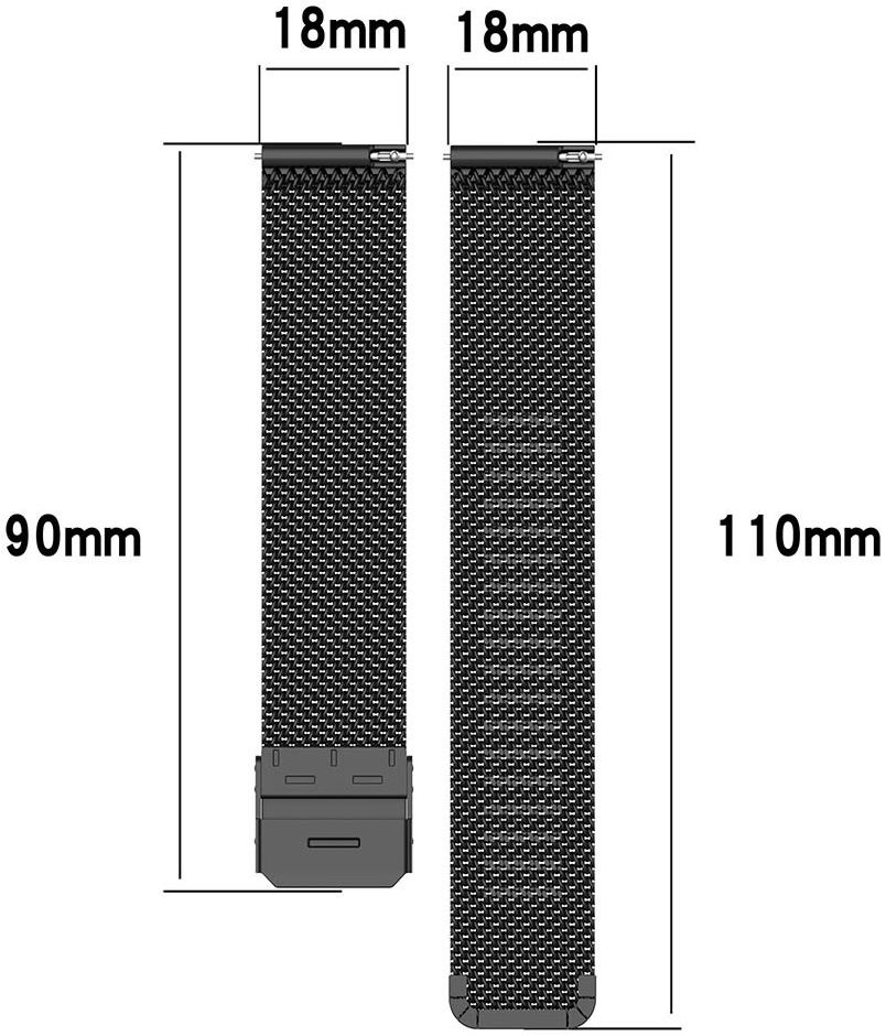 Universeel Milanees Smartwatch 18MM Bandje - Roestvrij Staal - Zwart afbeelding 7