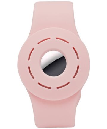 Apple AirTag Bandje voor Kinderen Siliconen met Drukknoop Roze Hoesjes