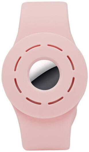 Apple AirTag Horloge Bandje voor Kinderen Siliconen met Drukknoop Roze afbeelding 1
