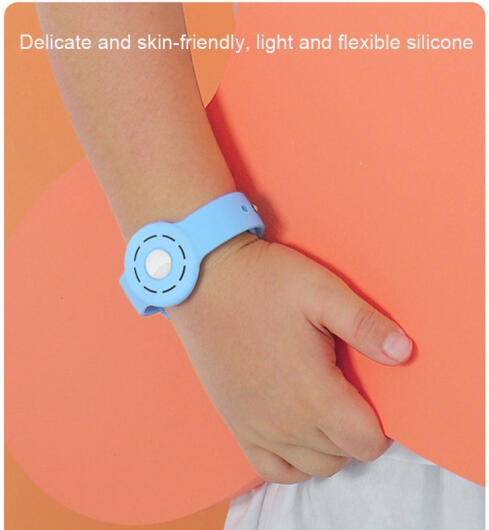 Apple AirTag Horloge Bandje voor Kinderen Siliconen met Drukknoop Roze afbeelding 2