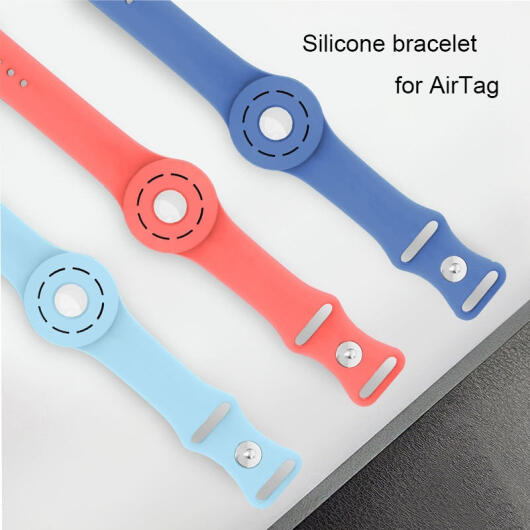 Apple AirTag Horloge Bandje voor Kinderen Siliconen met Drukknoop Roze afbeelding 6