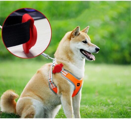 Apple AirTag Hoesje Siliconen voor Halsband Huisdieren Rood afbeelding 2