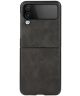 Samsung Galaxy Z Flip 4 Hoesje Kunstleer Back Cover Zwart