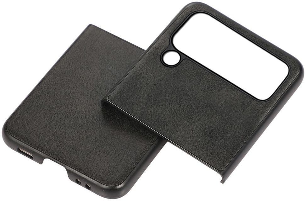 Samsung Galaxy Z Flip 4 Hoesje Kunstleer Back Cover Zwart afbeelding 2