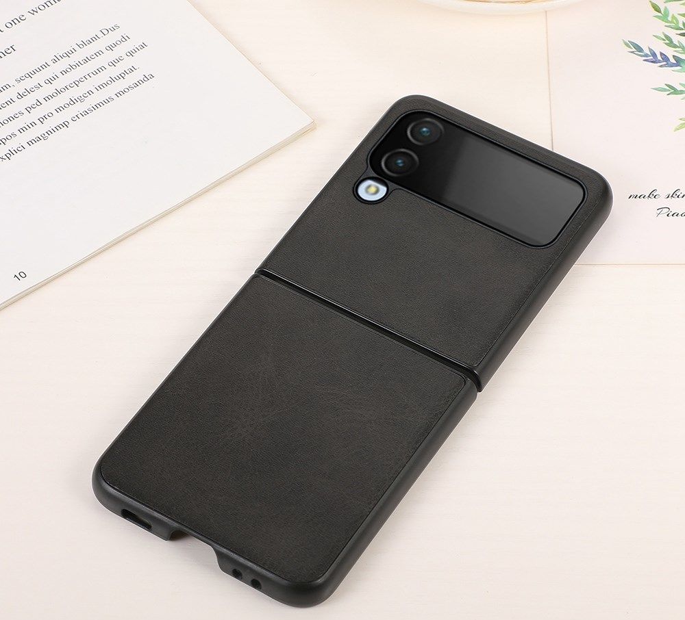 Samsung Galaxy Z Flip 4 Hoesje Kunstleer Back Cover Zwart afbeelding 3
