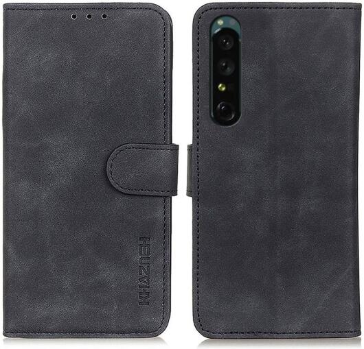 KHAZNEH Sony Xperia 1 IV Hoesje Retro Wallet Book Case Zwart afbeelding 2