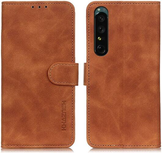 KHAZNEH Sony Xperia 1 IV Hoesje Retro Wallet Book Case Bruin afbeelding 2