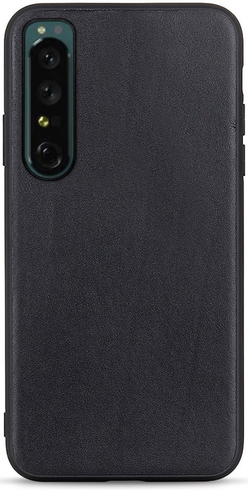 Sony Xperia 1 IV Hoesje Echt Leer Back Cover Zwart afbeelding 1