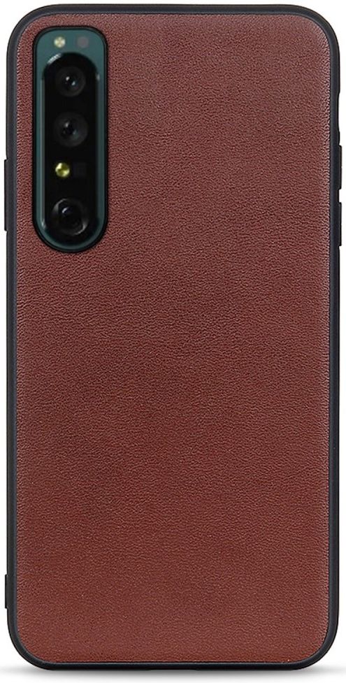 Sony Xperia 1 IV Hoesje Echt Leer Back Cover Bruin afbeelding 1