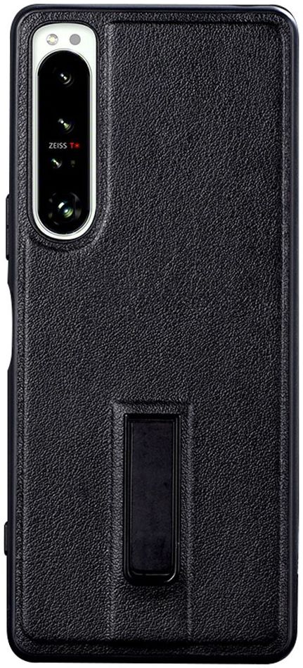 Sony Xperia 1 IV Hoesje Kunstleer Back Cover met Kickstand Zwart afbeelding 1