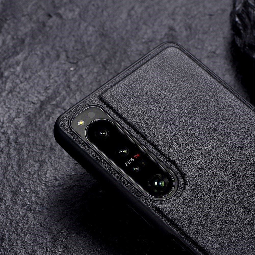 Sony Xperia 1 IV Hoesje Kunstleer Back Cover met Kickstand Zwart afbeelding 5