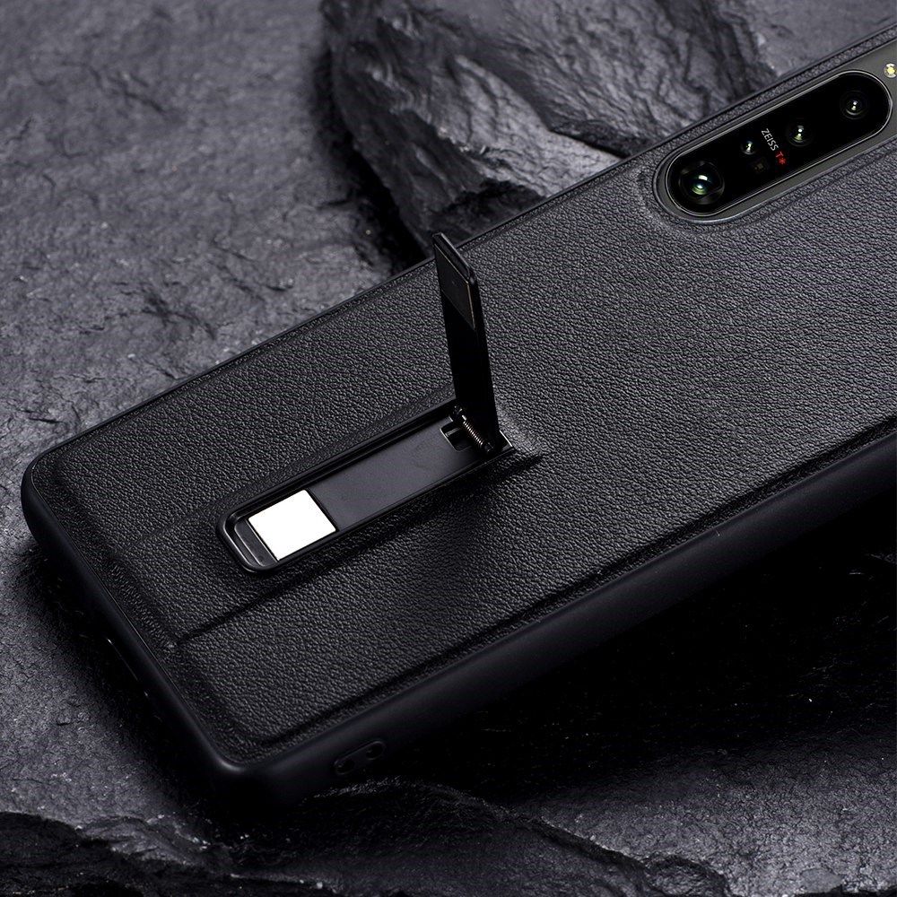 Sony Xperia 1 IV Hoesje Kunstleer Back Cover met Kickstand Zwart afbeelding 8