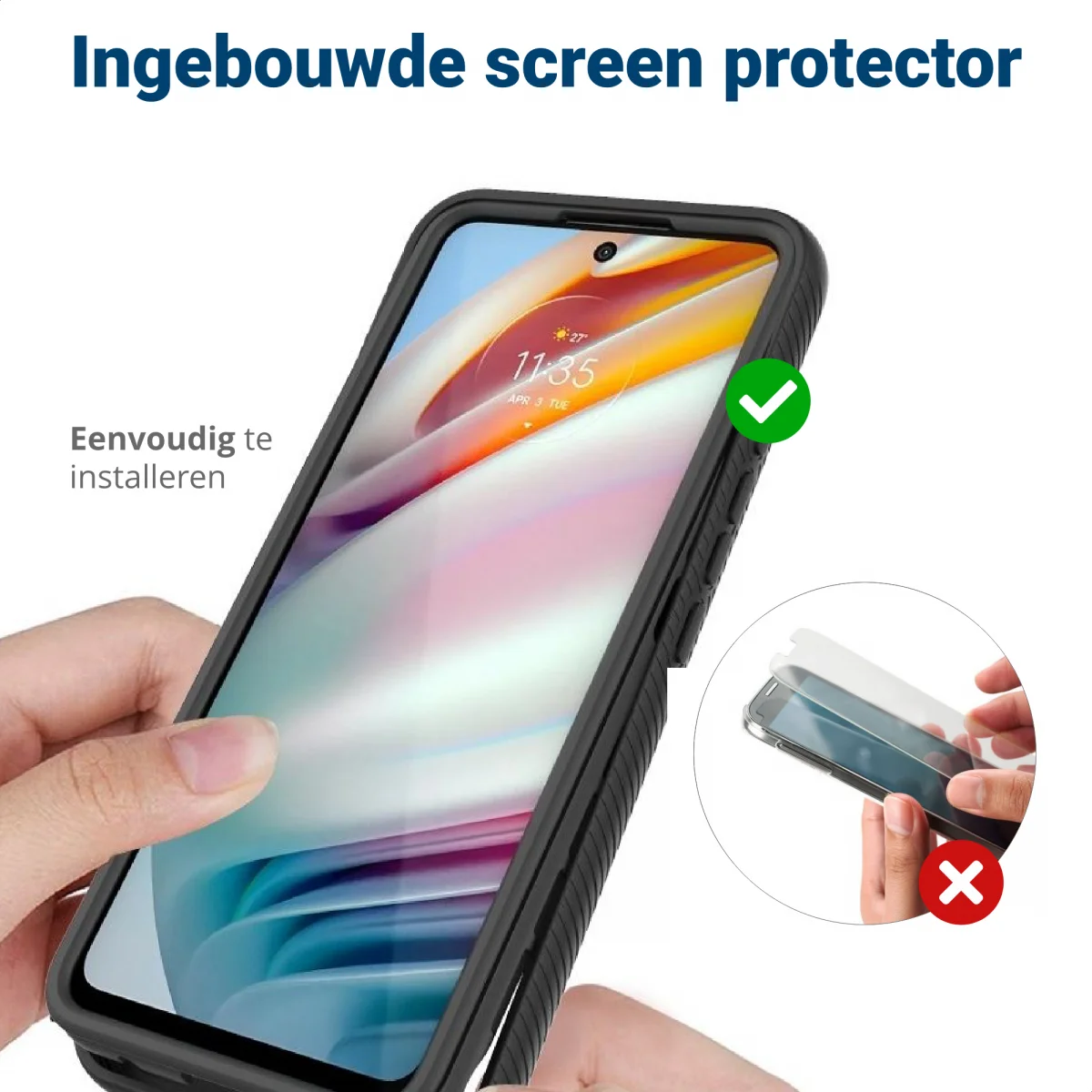 Motorola Moto G60 Hoesje Full Protect 360° Cover Hybride Blauw afbeelding 6
