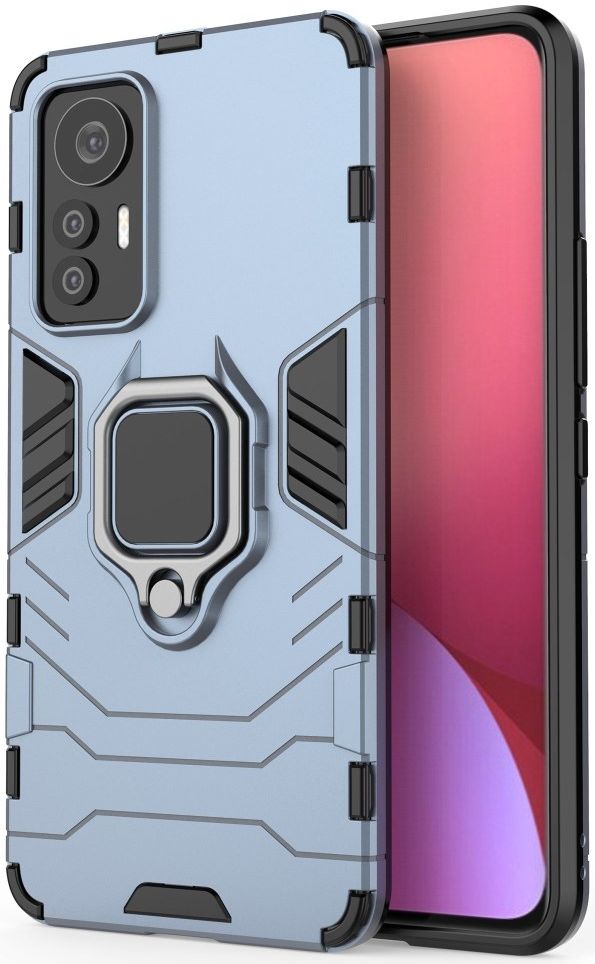 Xiaomi 12 Lite Hoesje Hybride met Ring Kickstand Back Cover Blauw afbeelding 1