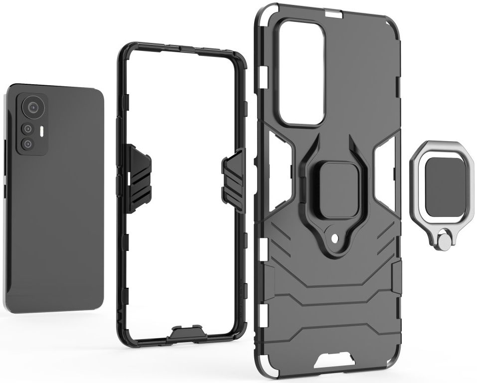 Xiaomi 12 Lite Hoesje Hybride met Ring Kickstand Back Cover Blauw afbeelding 4