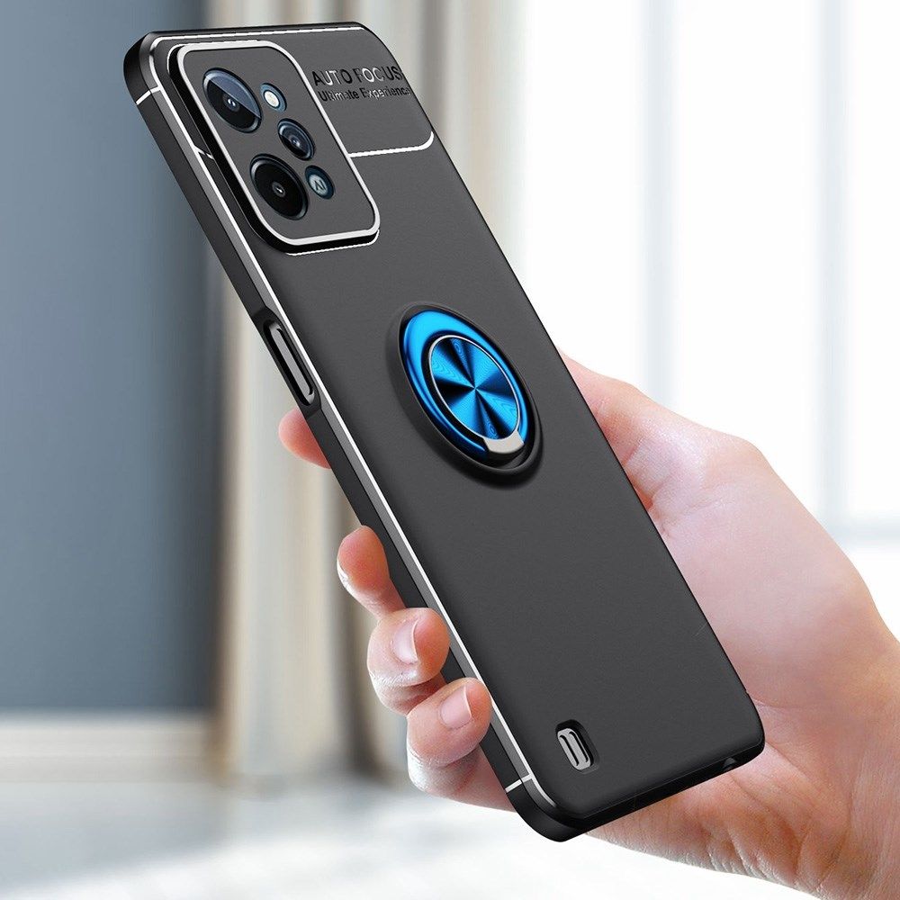 Realme C31 Hoesje Magnetische Ring Kickstand Back Cover Zwart afbeelding 12