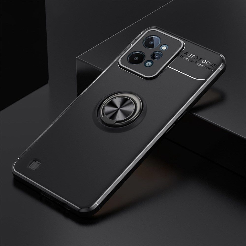 Realme C31 Hoesje Magnetische Ring Kickstand Back Cover Zwart afbeelding 2