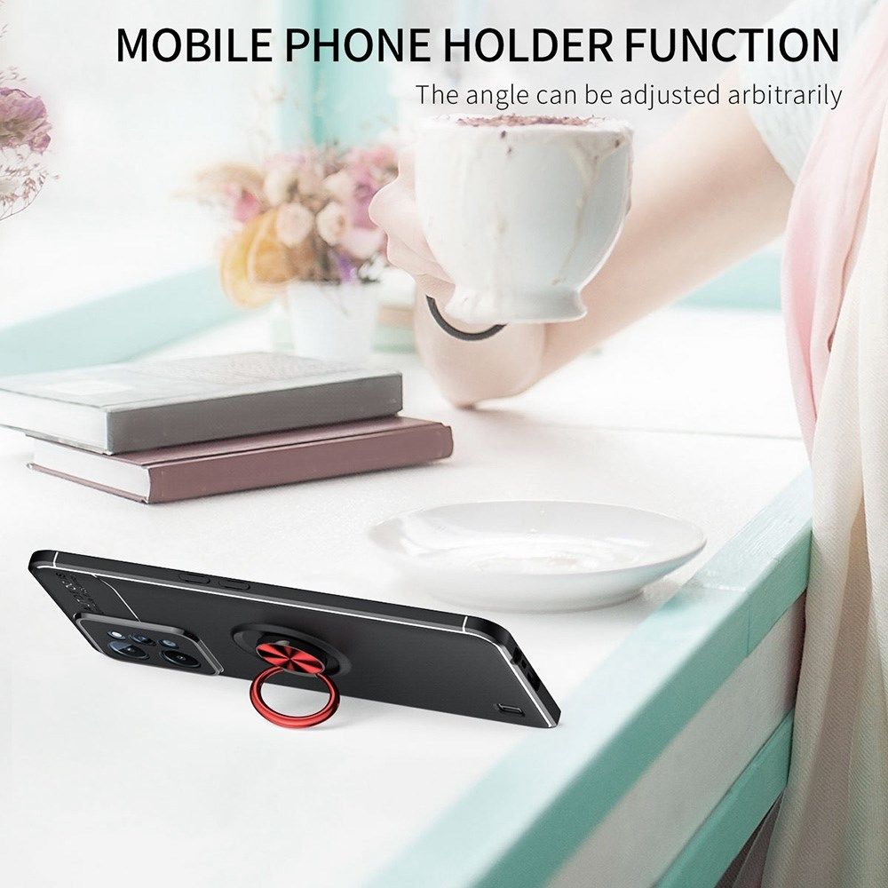 Realme C31 Hoesje Magnetische Ring Kickstand Back Cover Zwart afbeelding 8