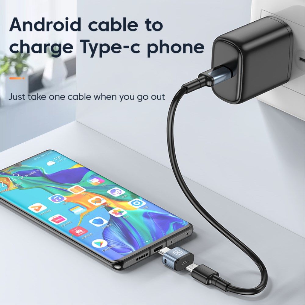 Universele USB-C naar Micro USB Adapter/Converter Grijs afbeelding 2