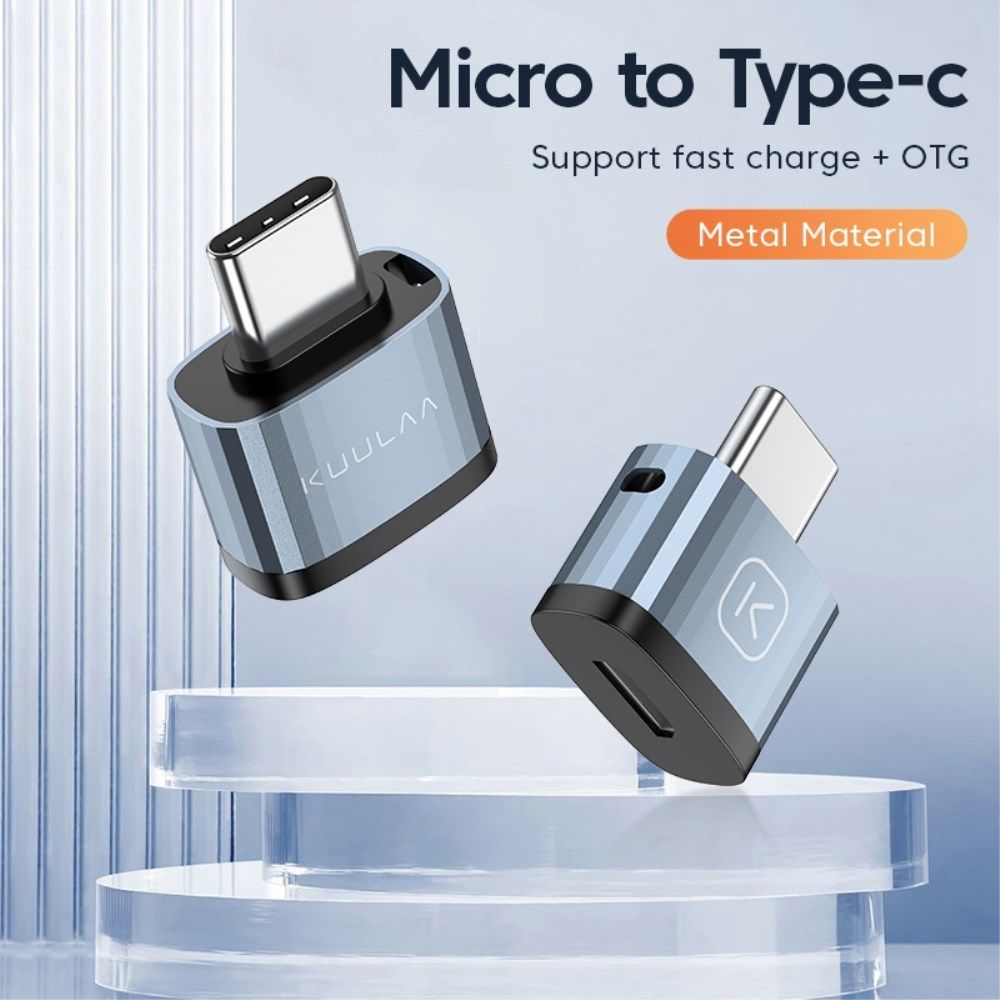 Universele USB-C naar Micro USB Adapter/Converter Grijs afbeelding 3