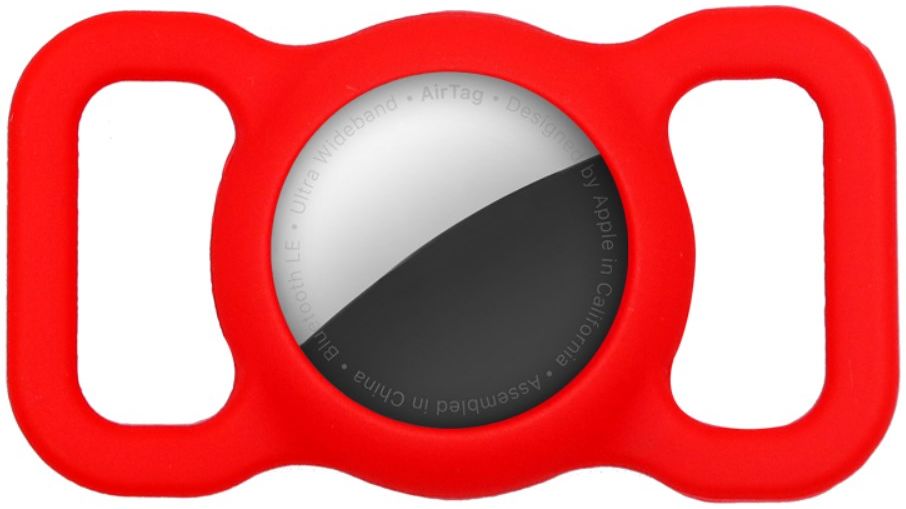 Apple AirTag Hoesje Siliconen voor Huisdieren Halsband Hond/Kat Rood afbeelding 1