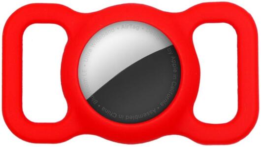 Apple AirTag Hoesje Siliconen voor Huisdieren Halsband Hond/Kat Rood afbeelding 1