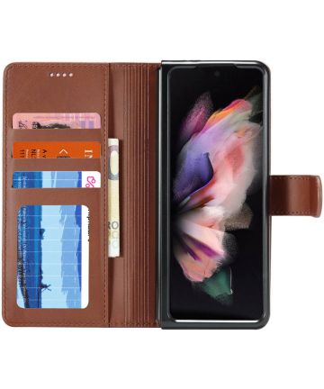 LC.IMEEKE Samsung Galaxy Z Fold 4 Hoesje Portemonnee Book Case Bruin Hoesjes