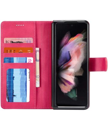 LC.IMEEKE Samsung Galaxy Z Fold 4 Hoesje Portemonnee Book Case Roze Hoesjes