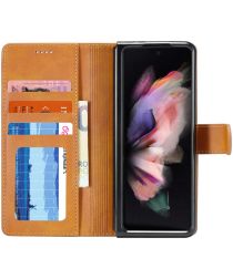 LC.IMEEKE Samsung Galaxy Z Fold 4 Hoesje Portemonnee Book Case Brown