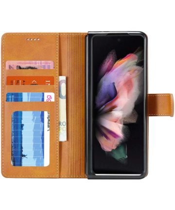 LC.IMEEKE Samsung Galaxy Z Fold 4 Hoesje Portemonnee Book Case Brown Hoesjes