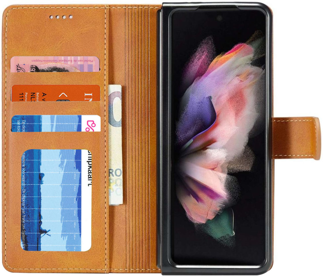 LC.IMEEKE Samsung Galaxy Z Fold 4 Hoesje Portemonnee Book Case Brown afbeelding 1
