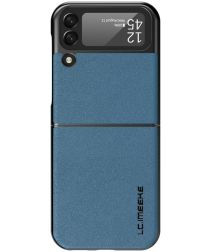 LC.IMEEKE Samsung Galaxy Z Flip 4 Hoesje Kunstleer Back Cover Blauw