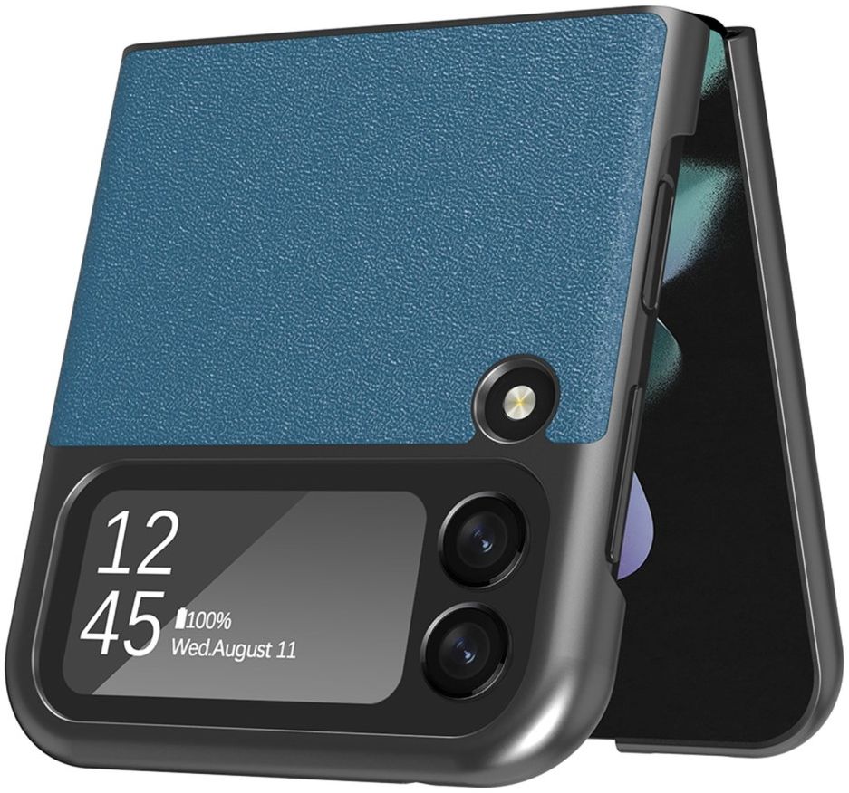 LC.IMEEKE Samsung Galaxy Z Flip 4 Hoesje Kunstleer Back Cover Blauw afbeelding 3