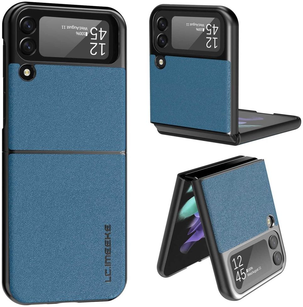 LC.IMEEKE Samsung Galaxy Z Flip 4 Hoesje Kunstleer Back Cover Blauw afbeelding 4