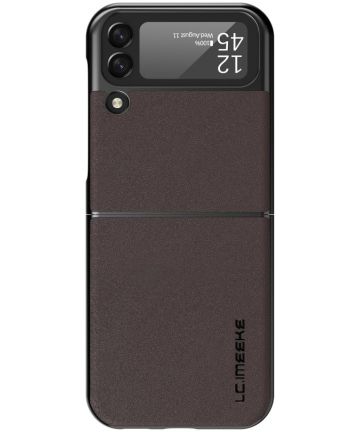 LC.IMEEKE Samsung Galaxy Z Flip 4 Hoesje Kunstleer Back Cover Bruin Hoesjes
