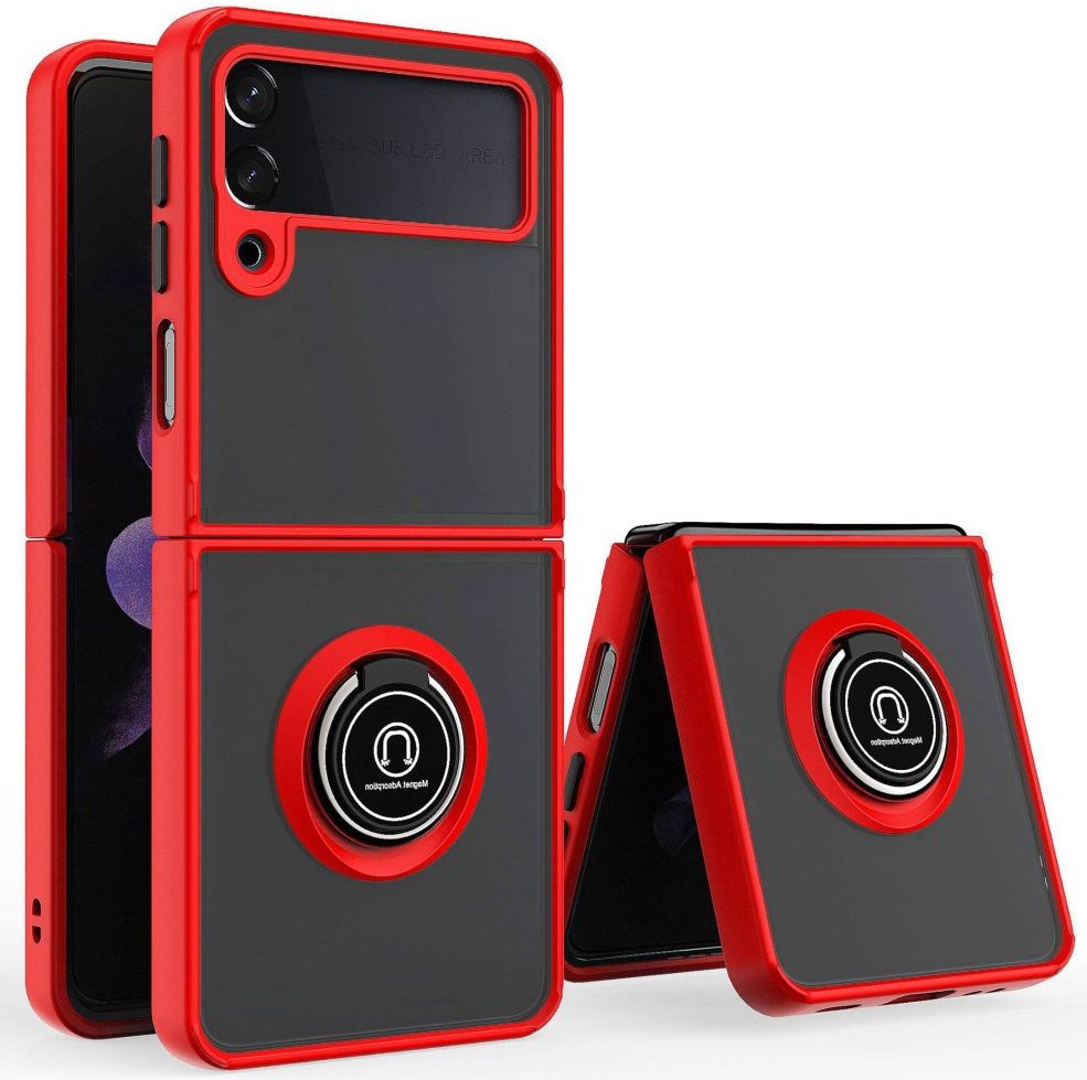 Samsung Galaxy Z Flip 4 Hoesje Magnetische Ring Kickstand Rood afbeelding 1