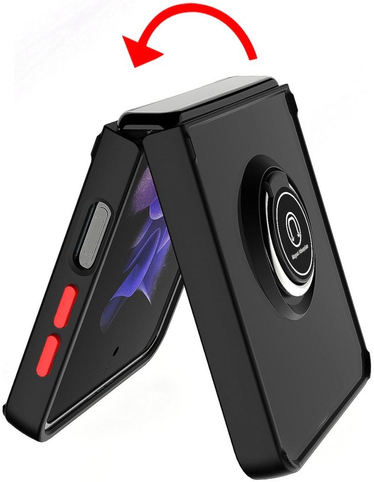 Samsung Galaxy Z Flip 4 Hoesje Magnetische Ring Kickstand Rood afbeelding 5