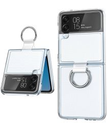 Samsung Galaxy Z Flip 4 Hoesje Ring Kickstand Back Cover Transparant