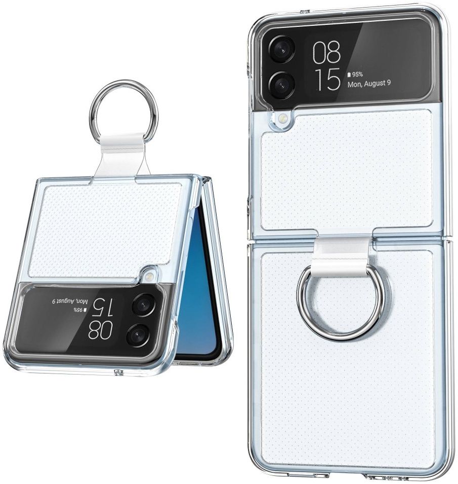 Samsung Galaxy Z Flip 4 Hoesje Ring Kickstand Back Cover Transparant afbeelding 1