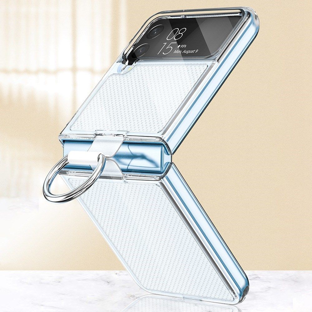 Samsung Galaxy Z Flip 4 Hoesje Ring Kickstand Back Cover Transparant afbeelding 2