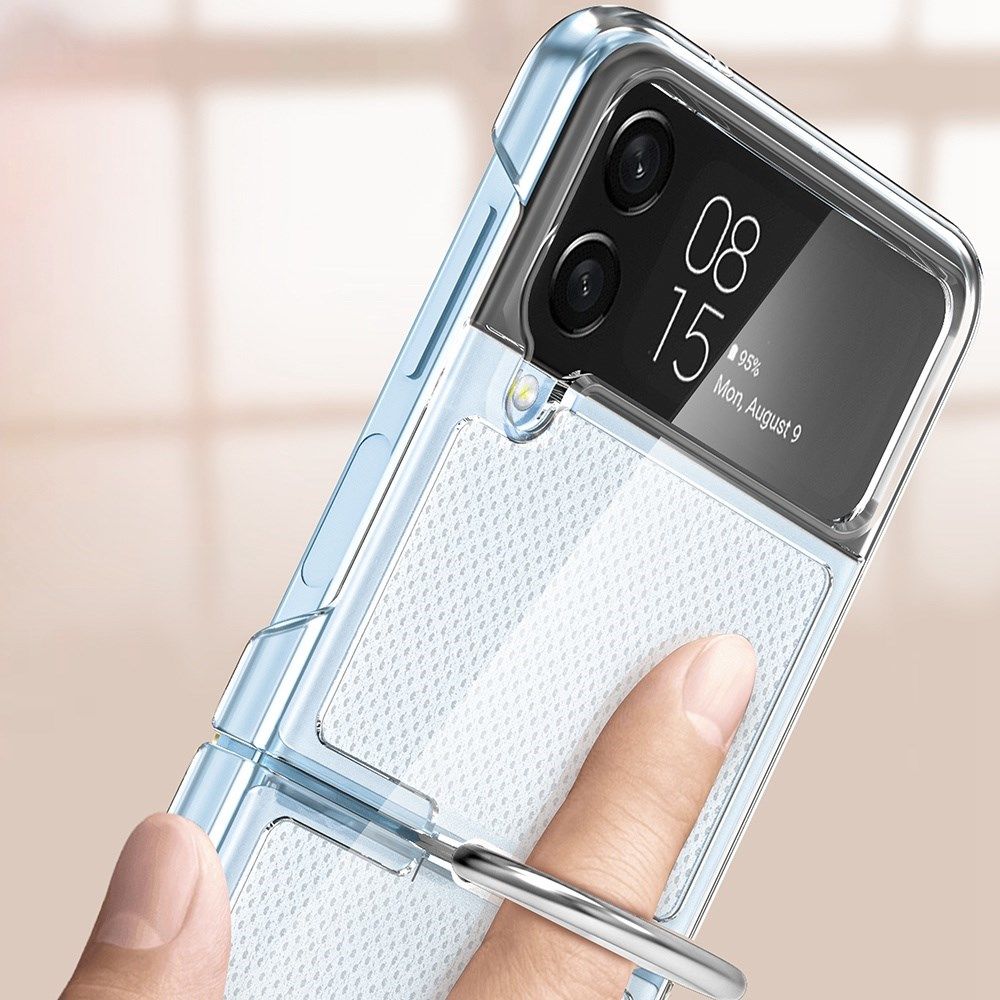 Samsung Galaxy Z Flip 4 Hoesje Ring Kickstand Back Cover Transparant afbeelding 3