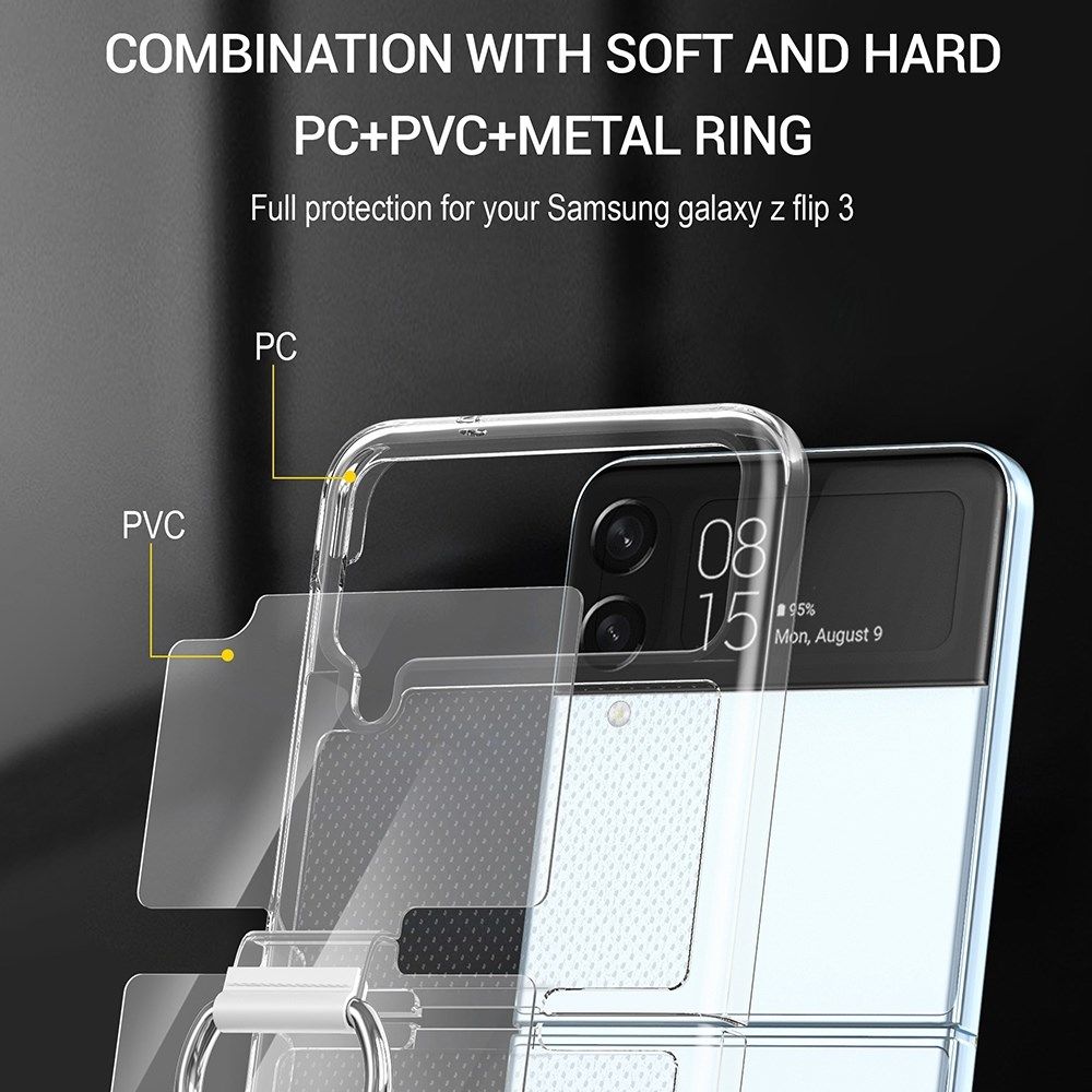 Samsung Galaxy Z Flip 4 Hoesje Ring Kickstand Back Cover Transparant afbeelding 5