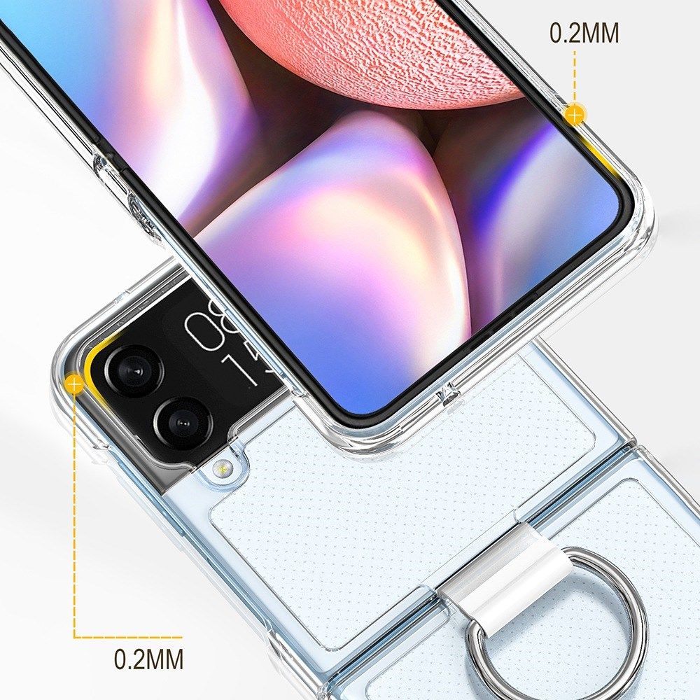Samsung Galaxy Z Flip 4 Hoesje Ring Kickstand Back Cover Transparant afbeelding 7